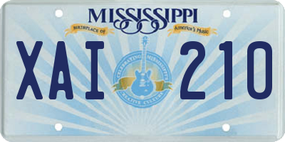 MS license plate XAI210