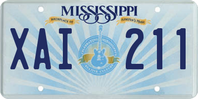 MS license plate XAI211