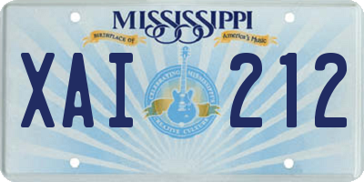 MS license plate XAI212