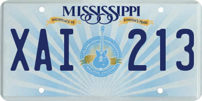 MS license plate XAI213