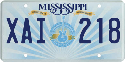 MS license plate XAI218