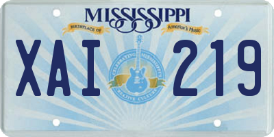 MS license plate XAI219