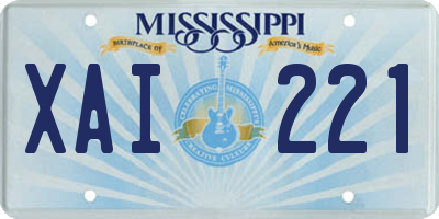 MS license plate XAI221