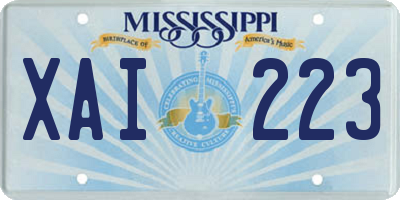 MS license plate XAI223