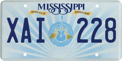 MS license plate XAI228