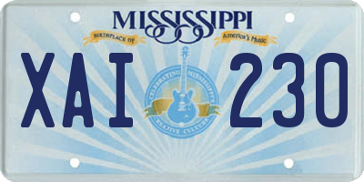 MS license plate XAI230