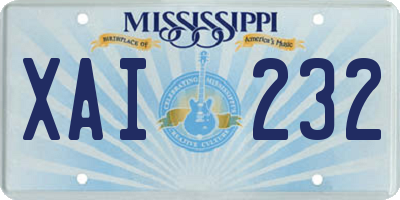 MS license plate XAI232