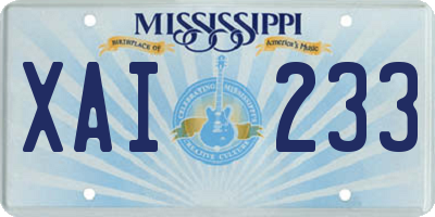 MS license plate XAI233
