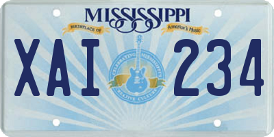 MS license plate XAI234