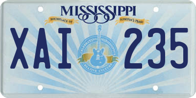 MS license plate XAI235