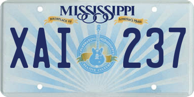 MS license plate XAI237