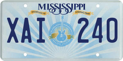 MS license plate XAI240