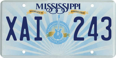 MS license plate XAI243