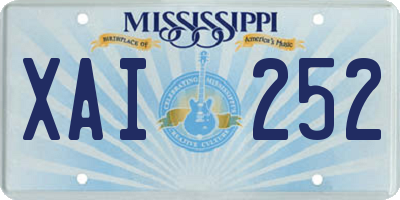 MS license plate XAI252