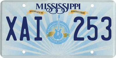 MS license plate XAI253