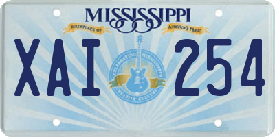 MS license plate XAI254