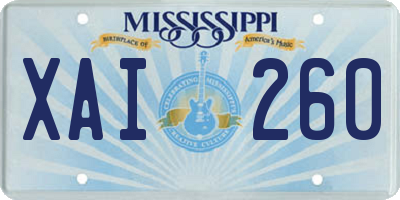 MS license plate XAI260