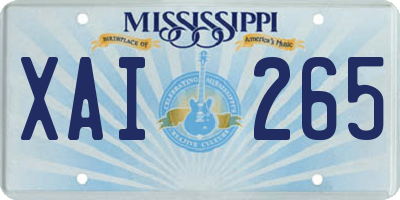 MS license plate XAI265