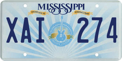 MS license plate XAI274