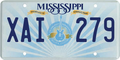 MS license plate XAI279