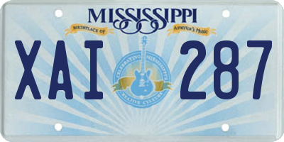 MS license plate XAI287