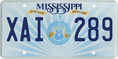 MS license plate XAI289