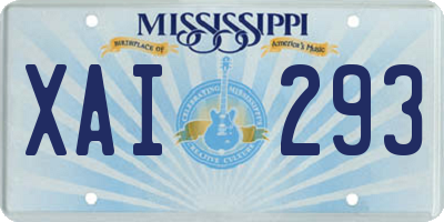MS license plate XAI293