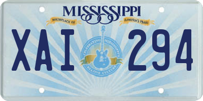 MS license plate XAI294