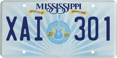 MS license plate XAI301