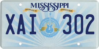 MS license plate XAI302