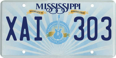 MS license plate XAI303