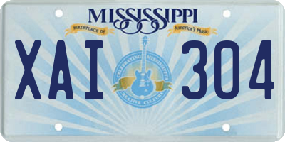 MS license plate XAI304