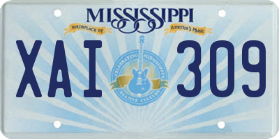 MS license plate XAI309