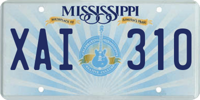 MS license plate XAI310