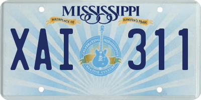MS license plate XAI311