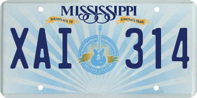 MS license plate XAI314