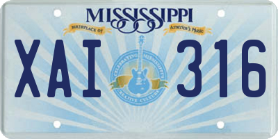 MS license plate XAI316