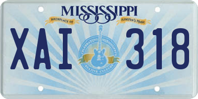 MS license plate XAI318