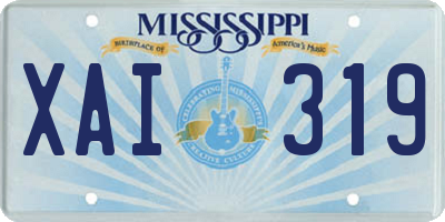 MS license plate XAI319
