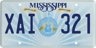 MS license plate XAI321