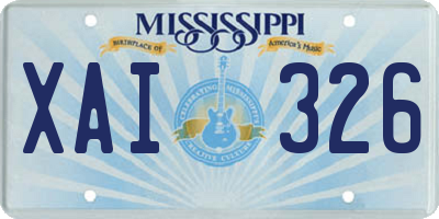 MS license plate XAI326