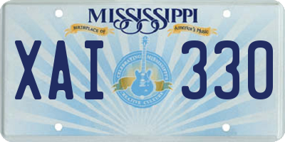 MS license plate XAI330