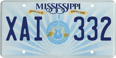 MS license plate XAI332