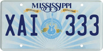 MS license plate XAI333