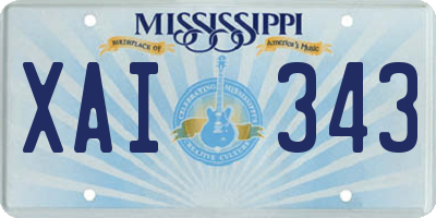 MS license plate XAI343