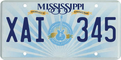 MS license plate XAI345