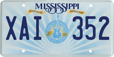 MS license plate XAI352