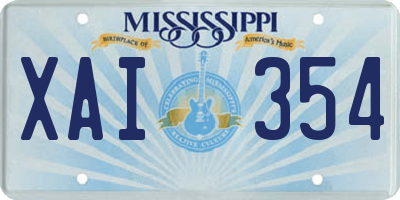 MS license plate XAI354