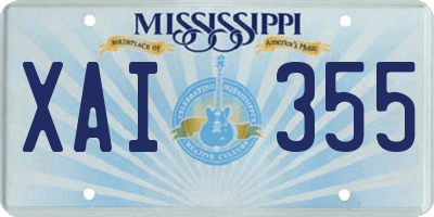 MS license plate XAI355
