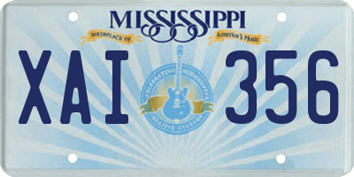 MS license plate XAI356